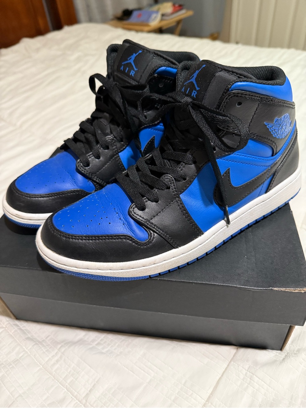 Nike Air Jordan High-Top Sneakers in Black and Royal Blue